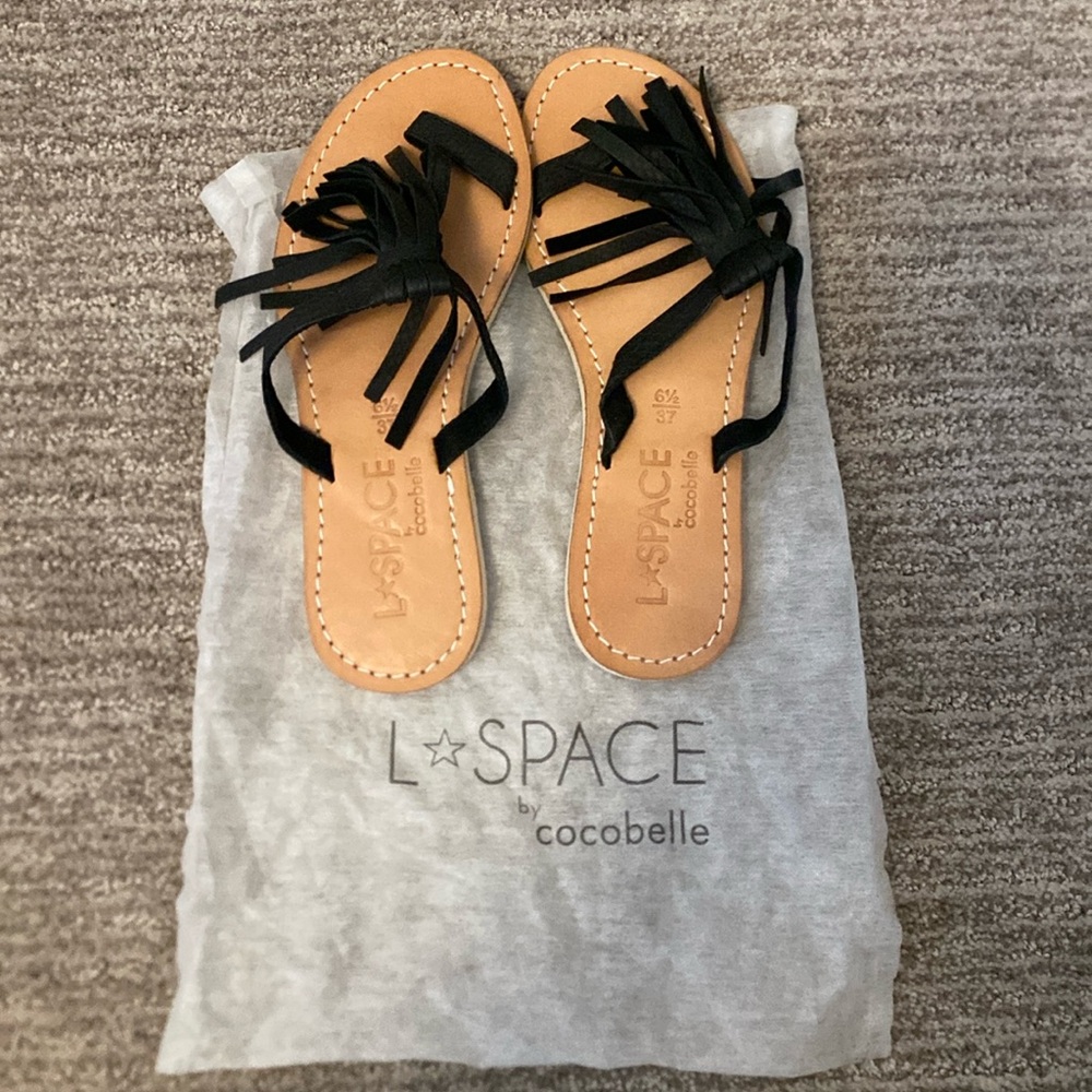 L*Space leather fringed flip flops